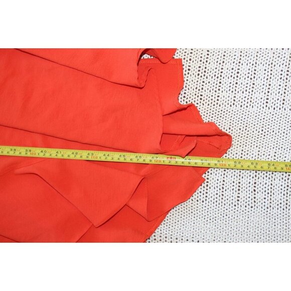 ZARA Hot Chile Ruffle Midi Dress size Small Orange Long Sleeves Pull over - Picture 3 of 9